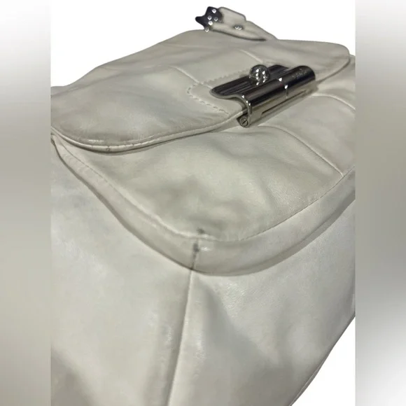Coach White Shoulder Bag with Yellow Scarf Accent